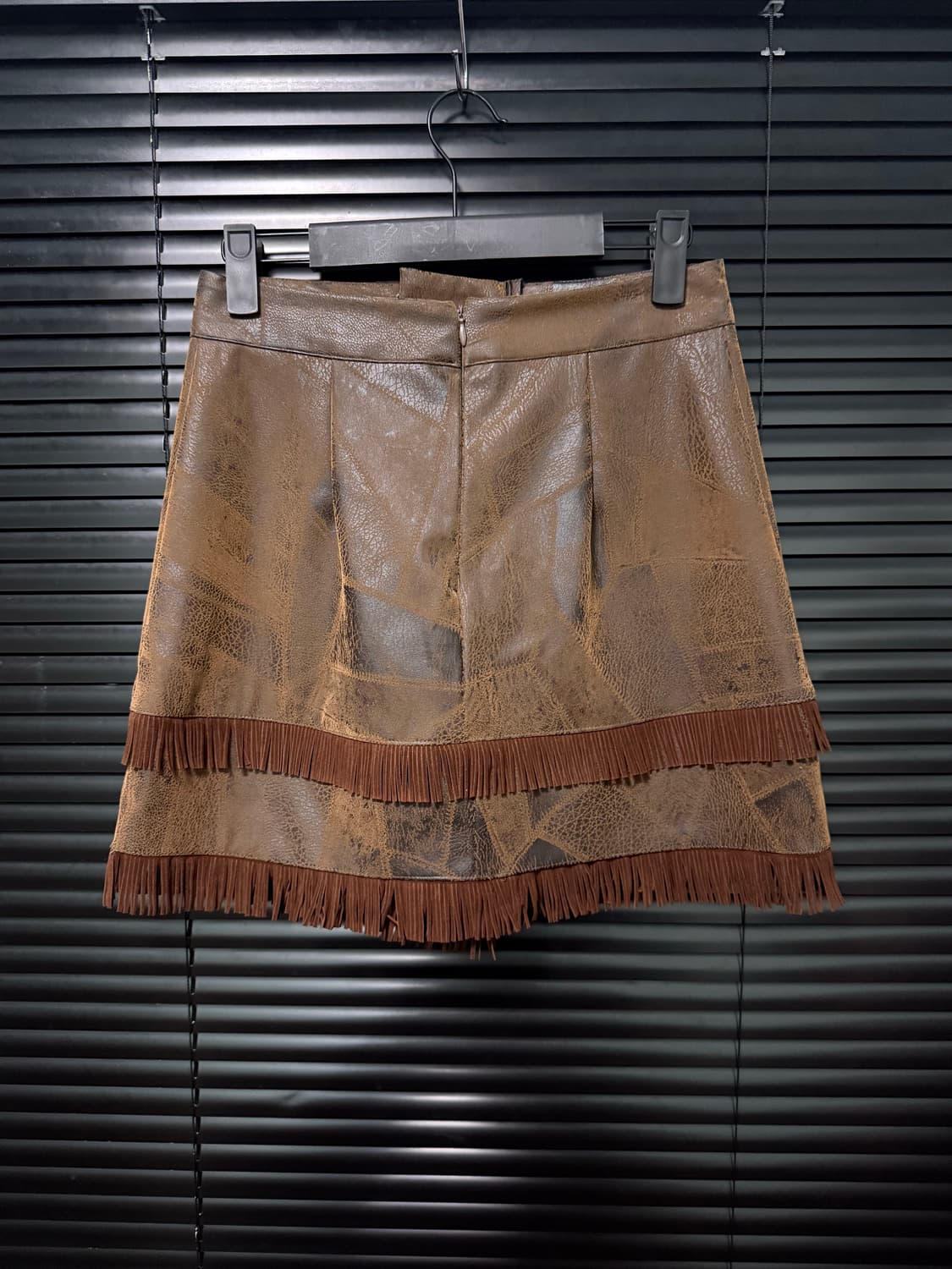 OJOS 오호스 레더 가죽 브라운 갈색 프린징 끈 치마 웨스턴 에스닉 상품이미지5