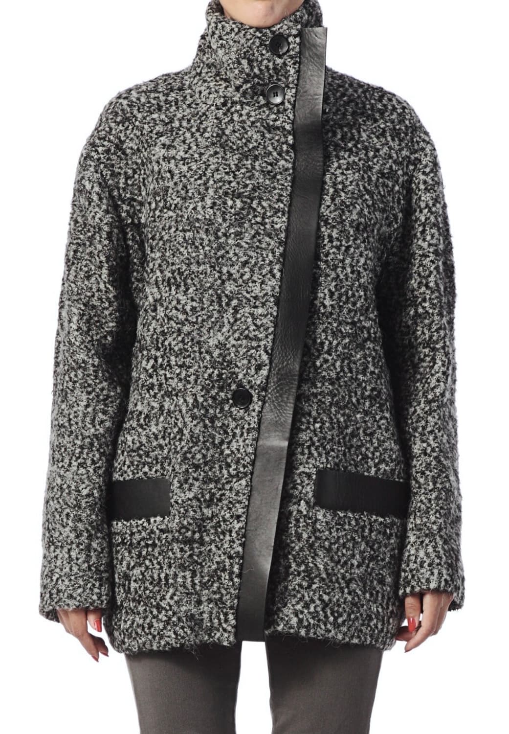 이로 레더 트림 부클 코트 겸 가디건 34 상품이미지1