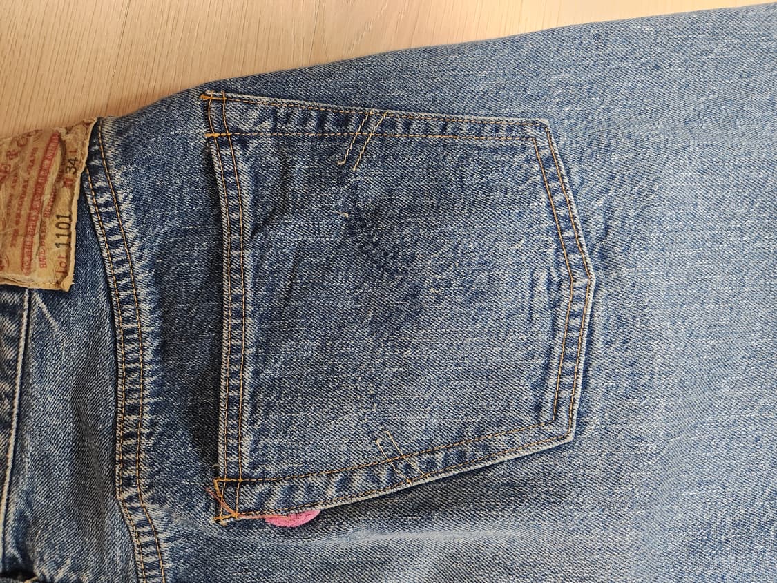 웨어하우스 LOT 1101 워싱진 34(31~32) 연청 수선, 세탁 X 상품이미지9