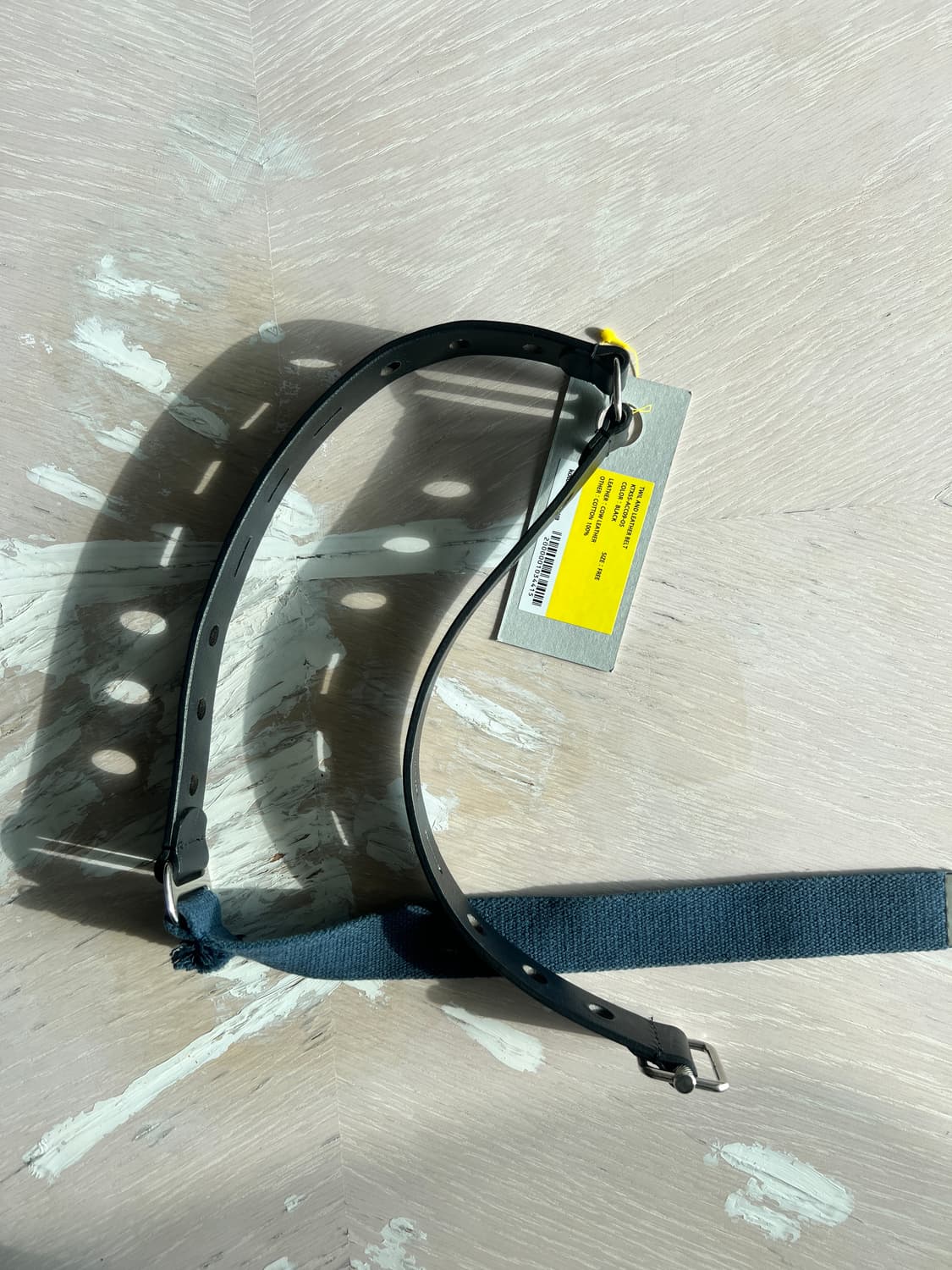 kotohayokozawa 트윌 앤드 레더 벨트 블랙 네이비 free사이 상품이미지1