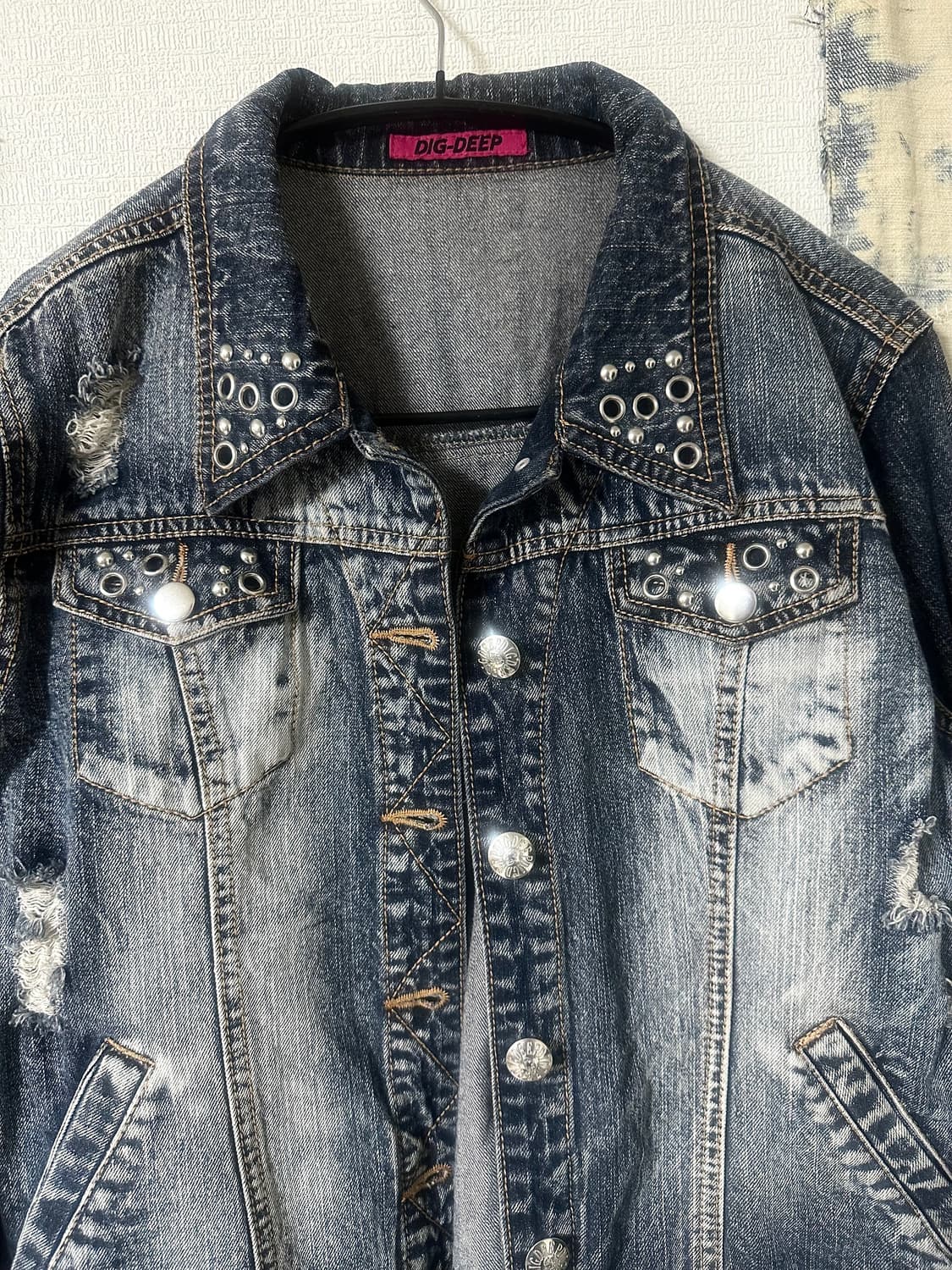 dig deep Y2K 스터드 크롭 데님자켓 상품이미지2