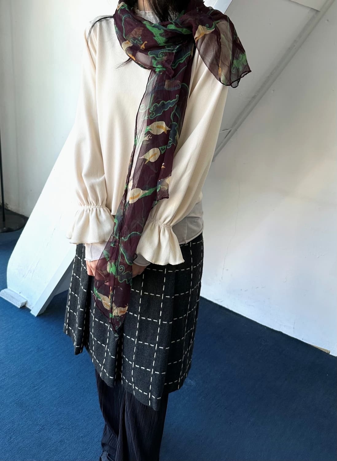 Shirred finish design stretched top 상품이미지8