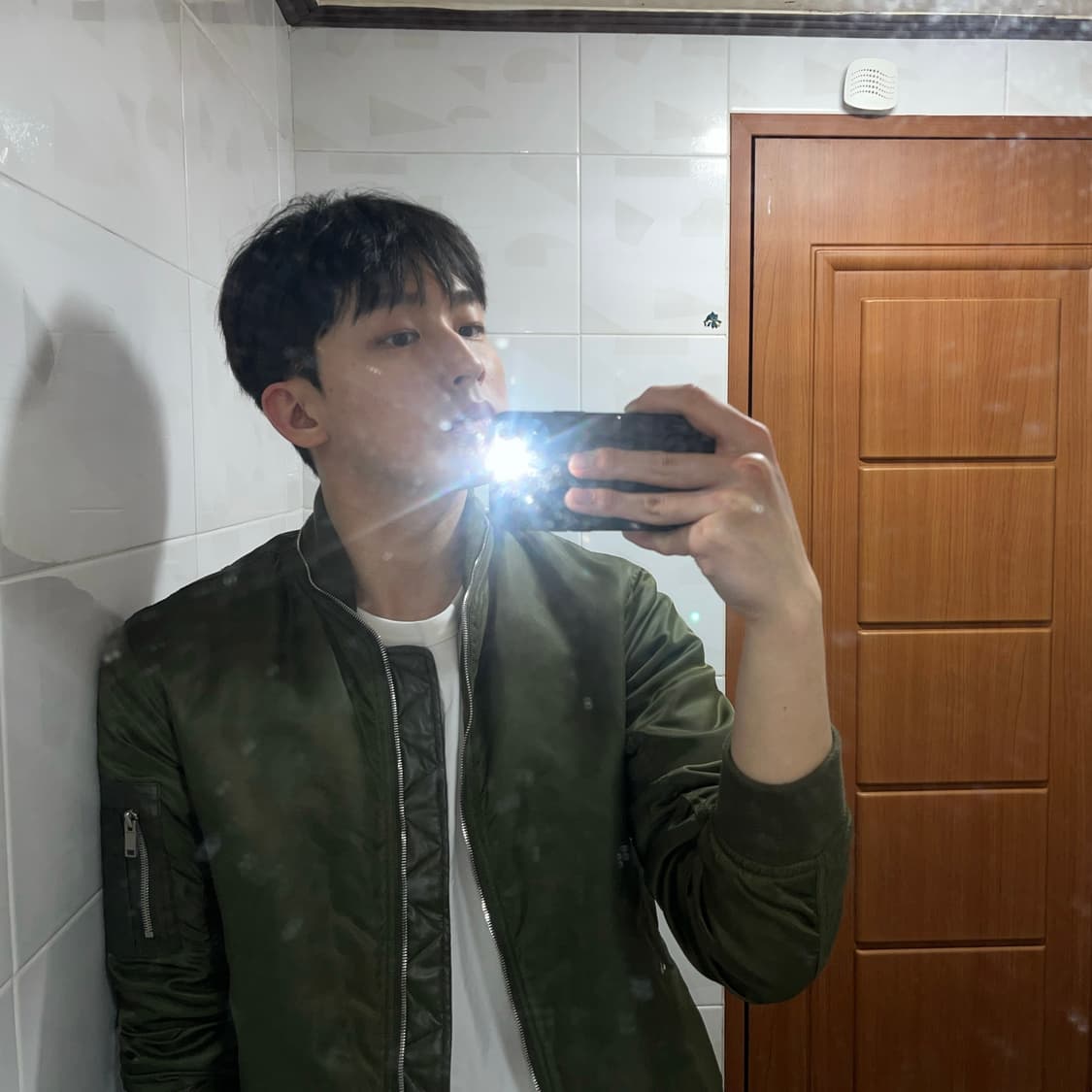 Plac 가죽 패치 풀 지퍼 ma-1 카키 상품이미지3