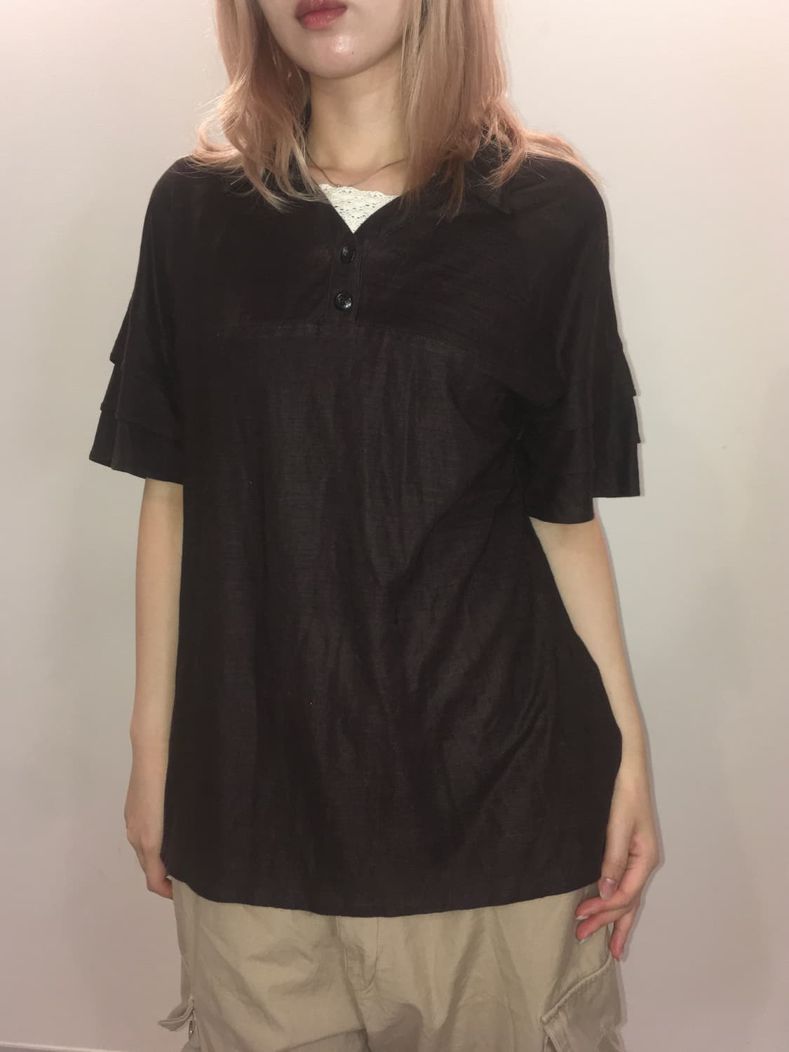 jpn vintage nerd brown lace t shirt 상품이미지2