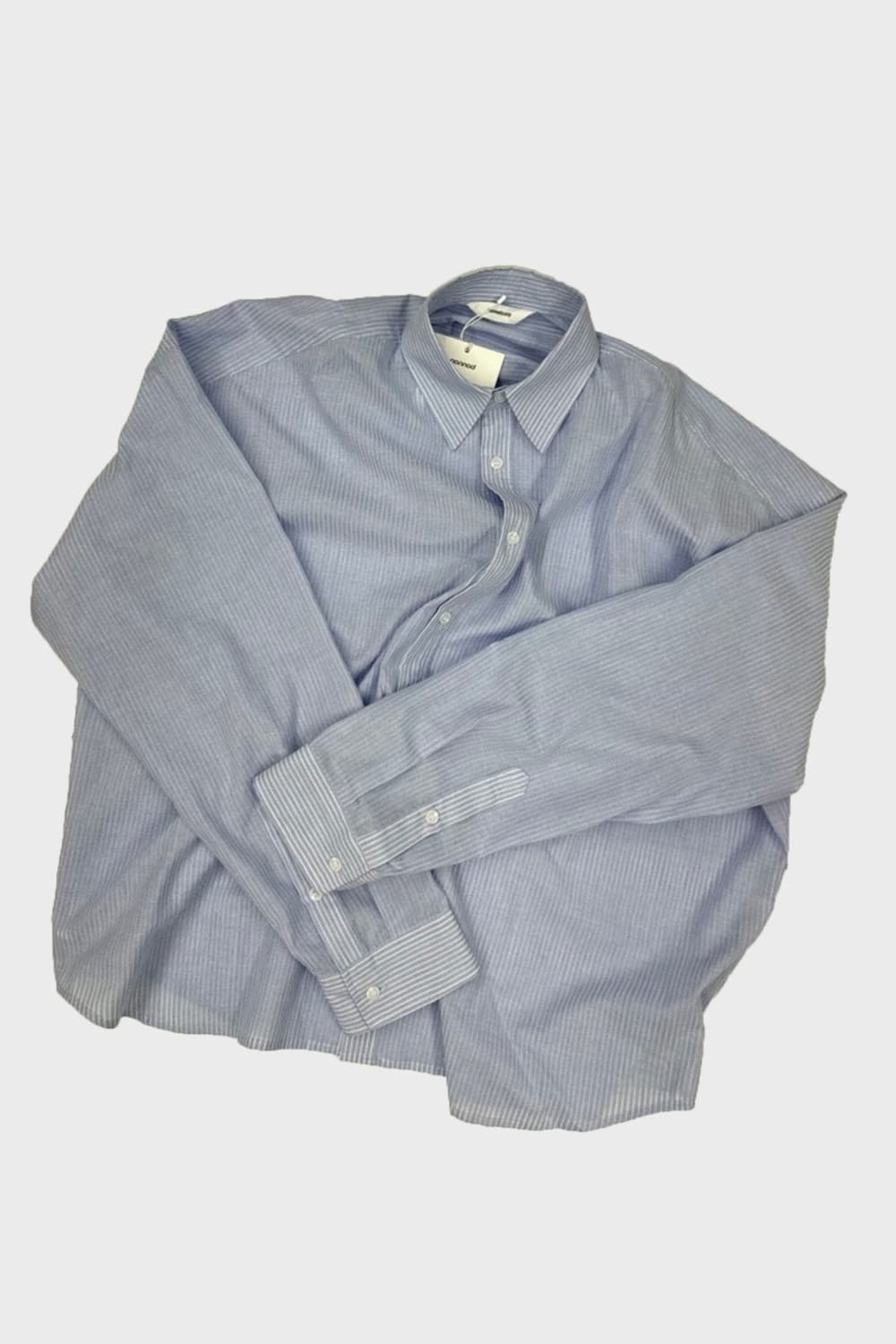 [1] 논노드 플렉시블 스트링 셔츠 - 스카이 블루 스트라이프 상품이미지1