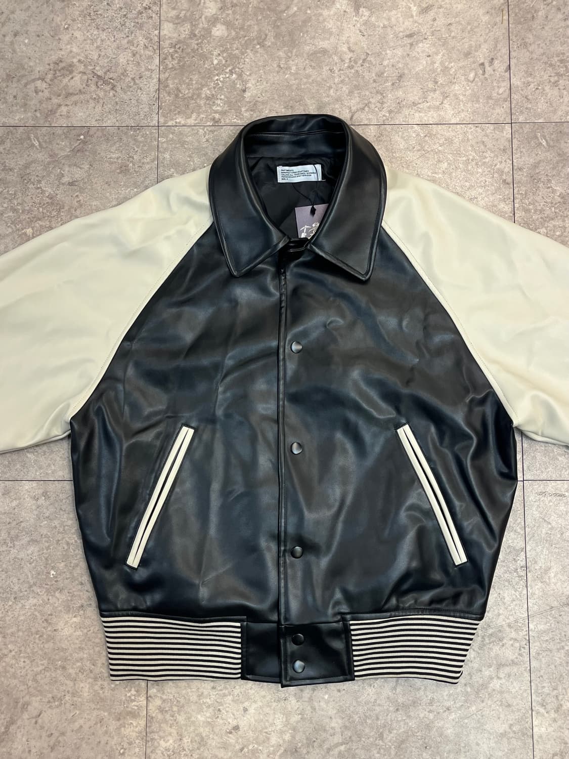 파르티멘토 배색 레더 자켓 블랙 S #csz2641 상품이미지5