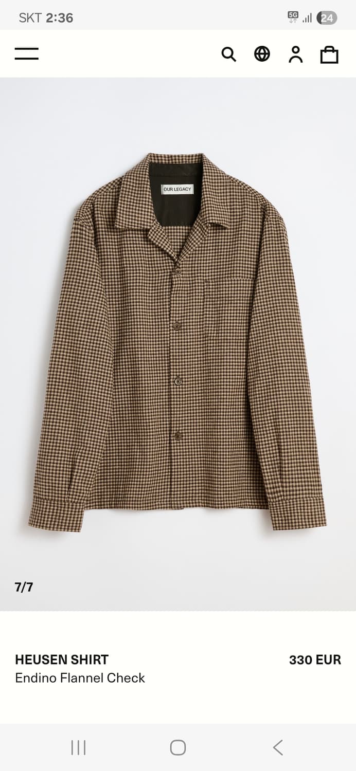 아워레가시 휴젠 셔츠 엔디노 플란넬 체크 사이즈50 상품이미지1