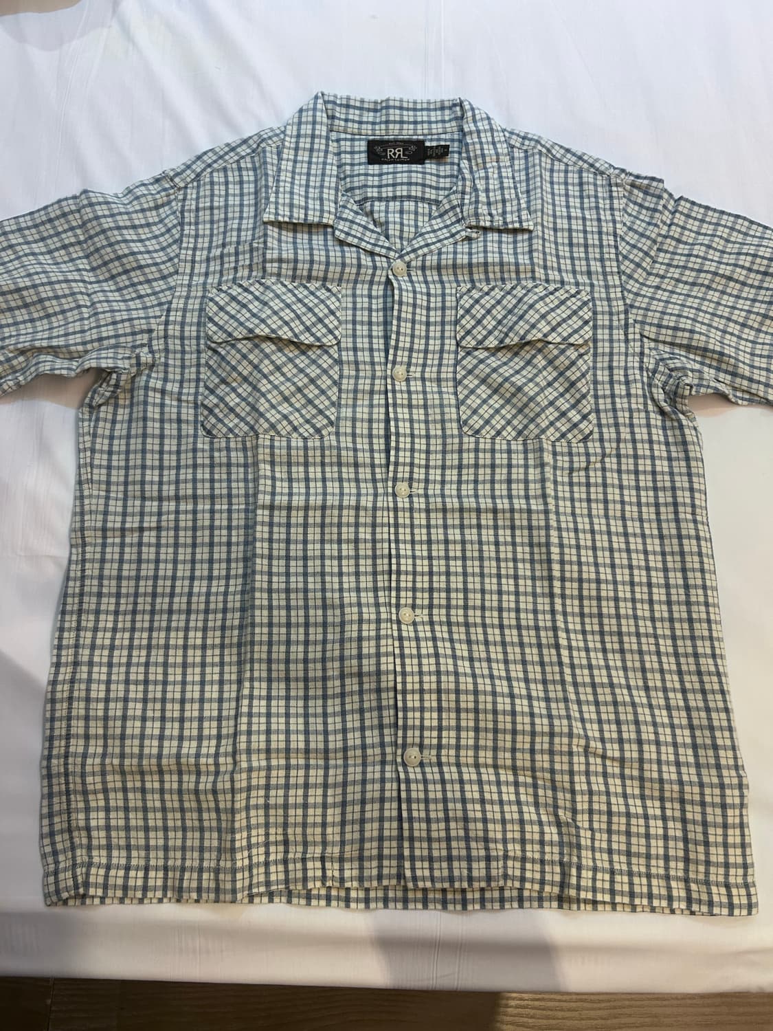 RRL 인디고 체크 린넨 캠프 셔츠 M 상품이미지1