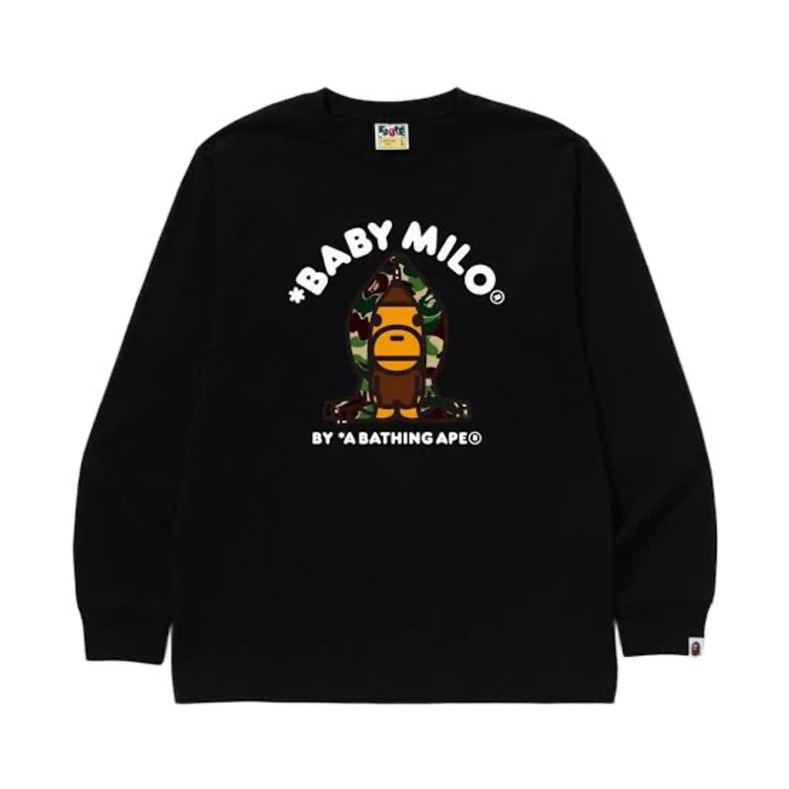 3XL) 베이프 ABC 카모 마일로 후드 롱슬리브 티셔츠 블랙/그린 상품이미지1