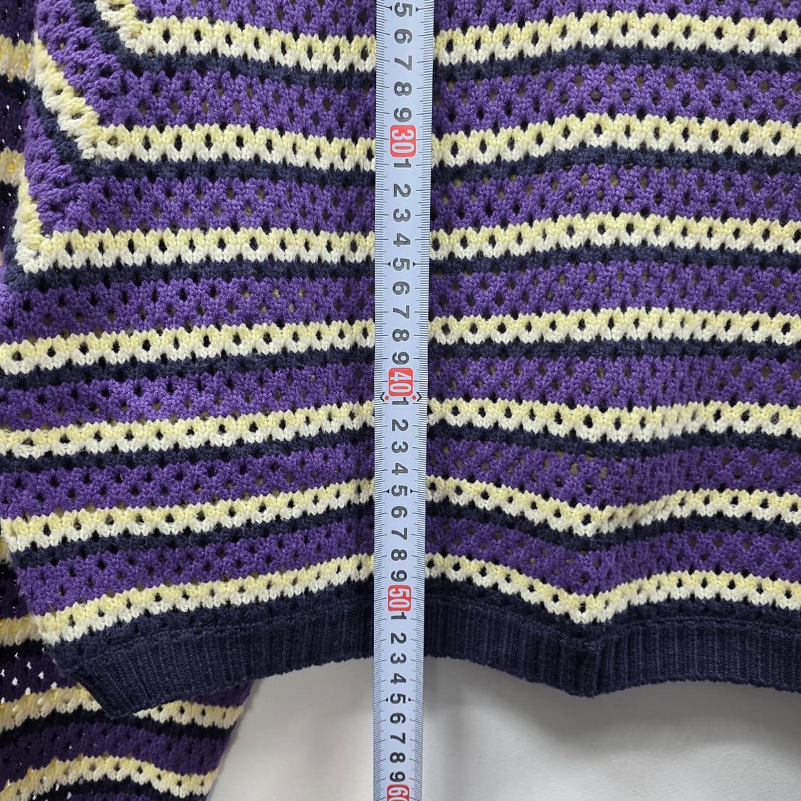 0191[RAYCEY] 퍼플 스트라이프 브이넥 니트 S 상품이미지4