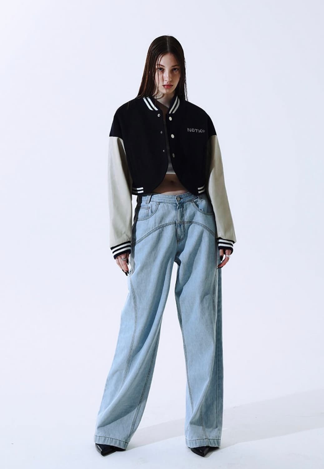 낫노잉 크롭 커브드 바시티 점퍼 자켓 상품이미지4