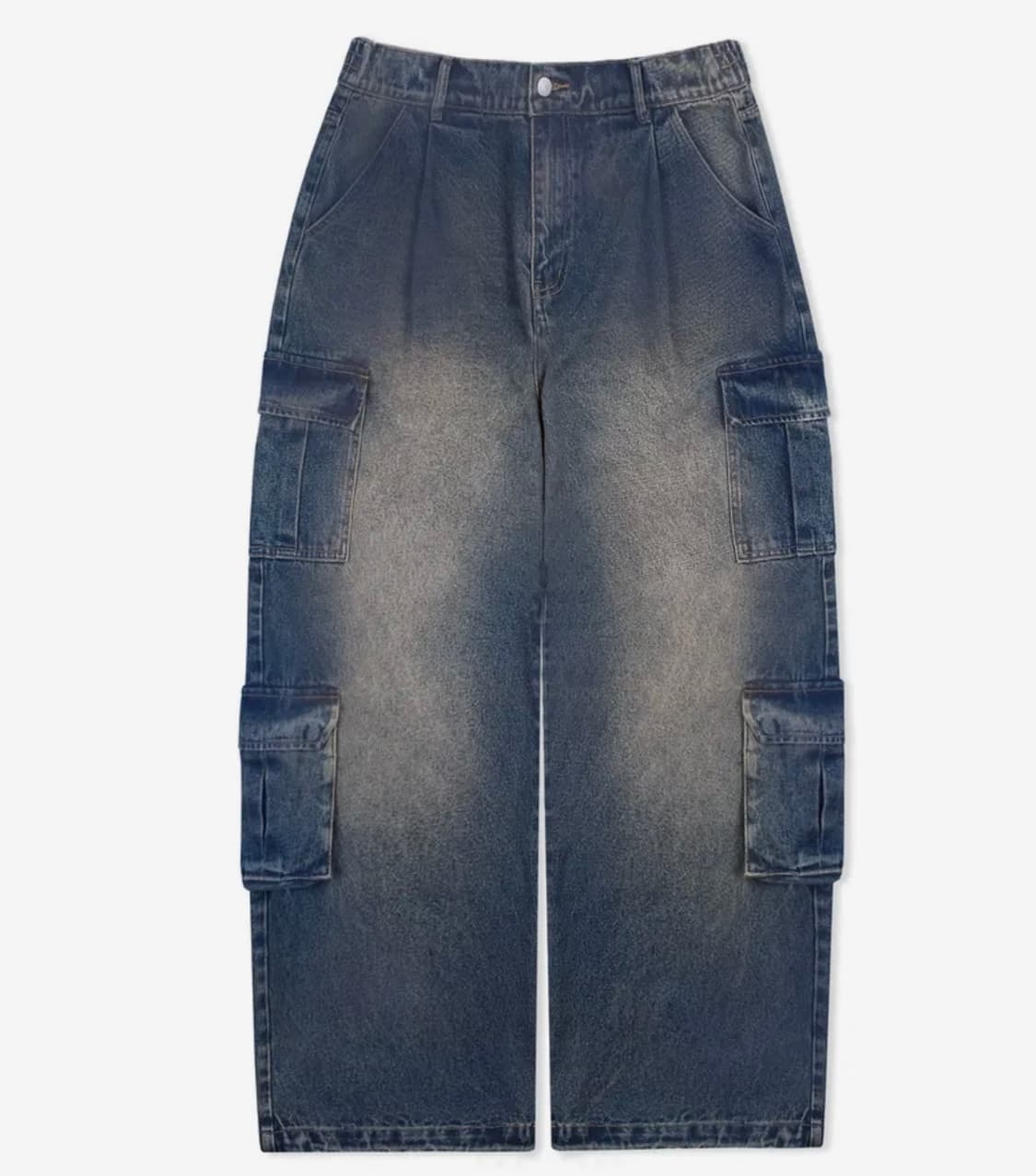 [송필드콜라보]XF003 멀티 카고 포켓 워싱 데님 팬츠 (BLUE) 상품이미지1