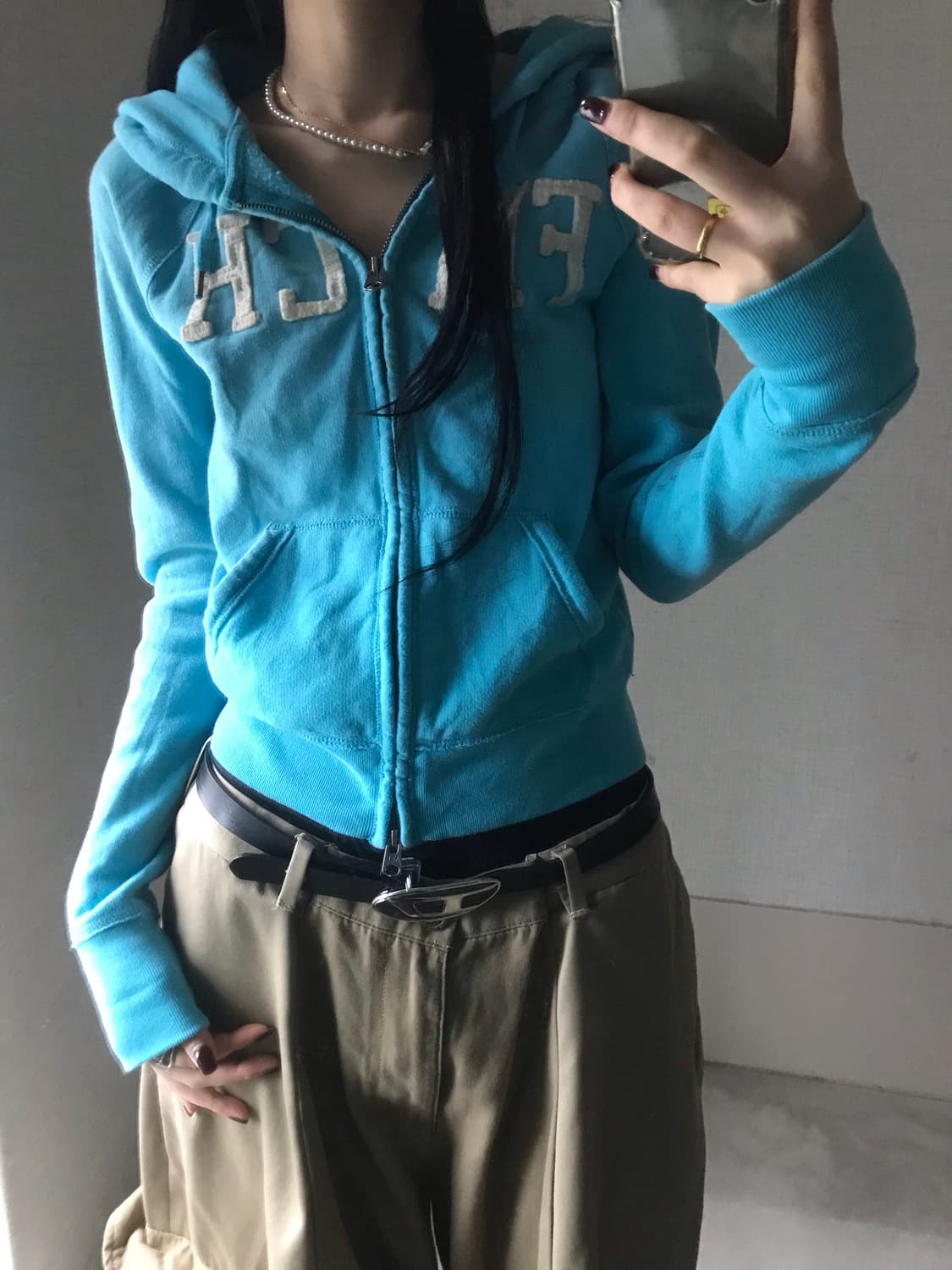 아베크롬비 연하늘 딱붙핏 후드집업 상품이미지5