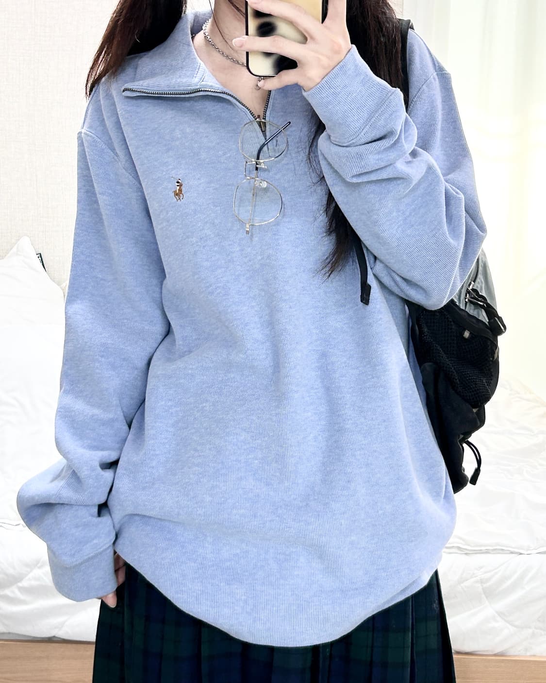 폴로 신형 멀티포니 소라 코튼 반집업 상품이미지1