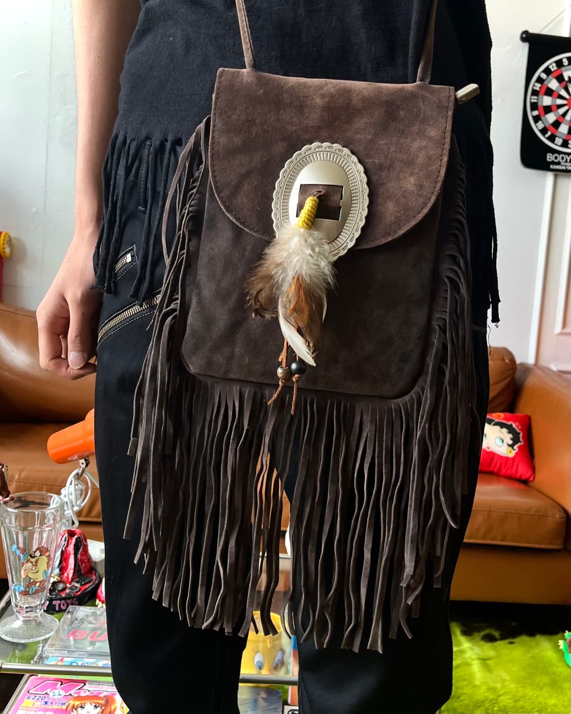 Western Vintage Real Leather Fringe Bag 상품이미지2