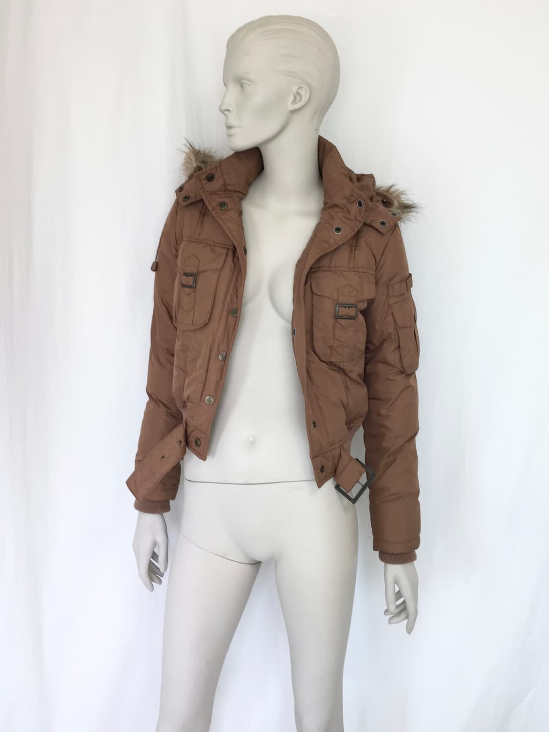 BEBE Brown hoodie puffer Jacket 상품이미지9