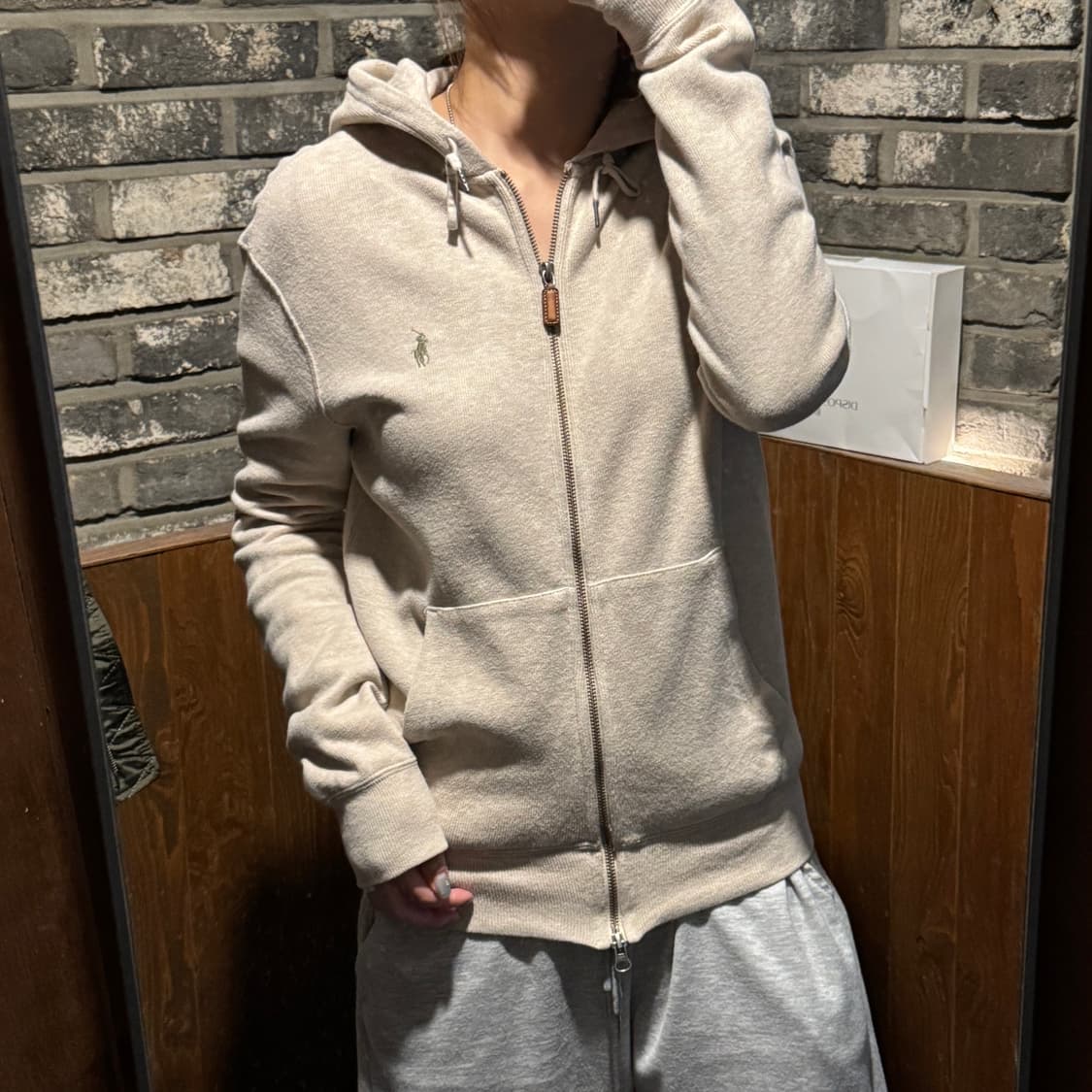 S) 폴로 랄프로렌 후드집업 그레이 2way 지퍼 오트밀 베이지 상품이미지10