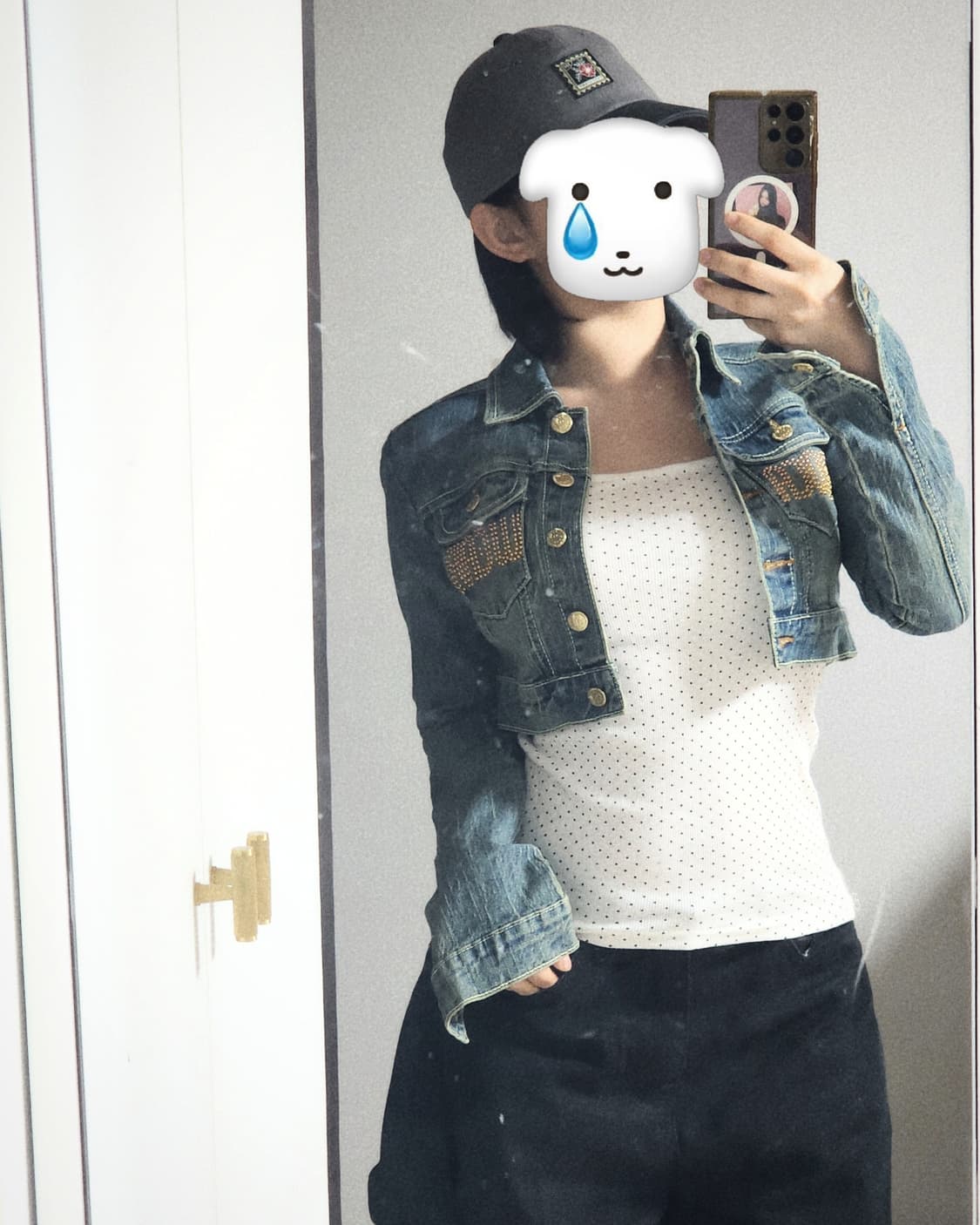 로카웨어 y2k 00s 펑크 빈티지 크롭 데님 자켓  상품이미지1