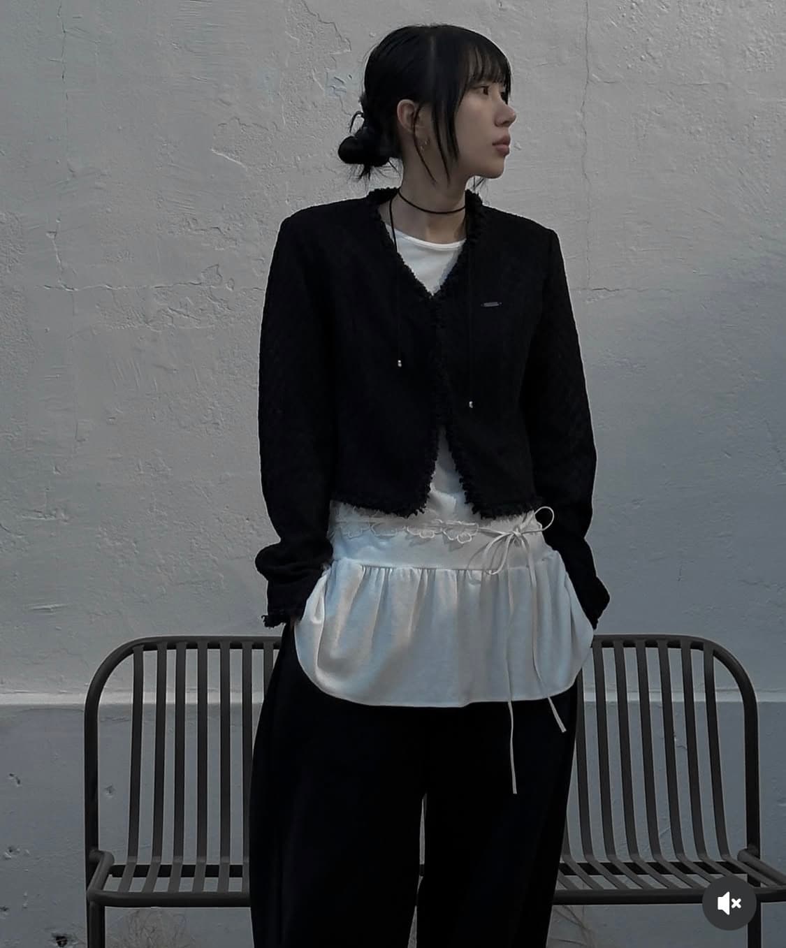 므넴 sheer tweed jacket-블랙 상품이미지2