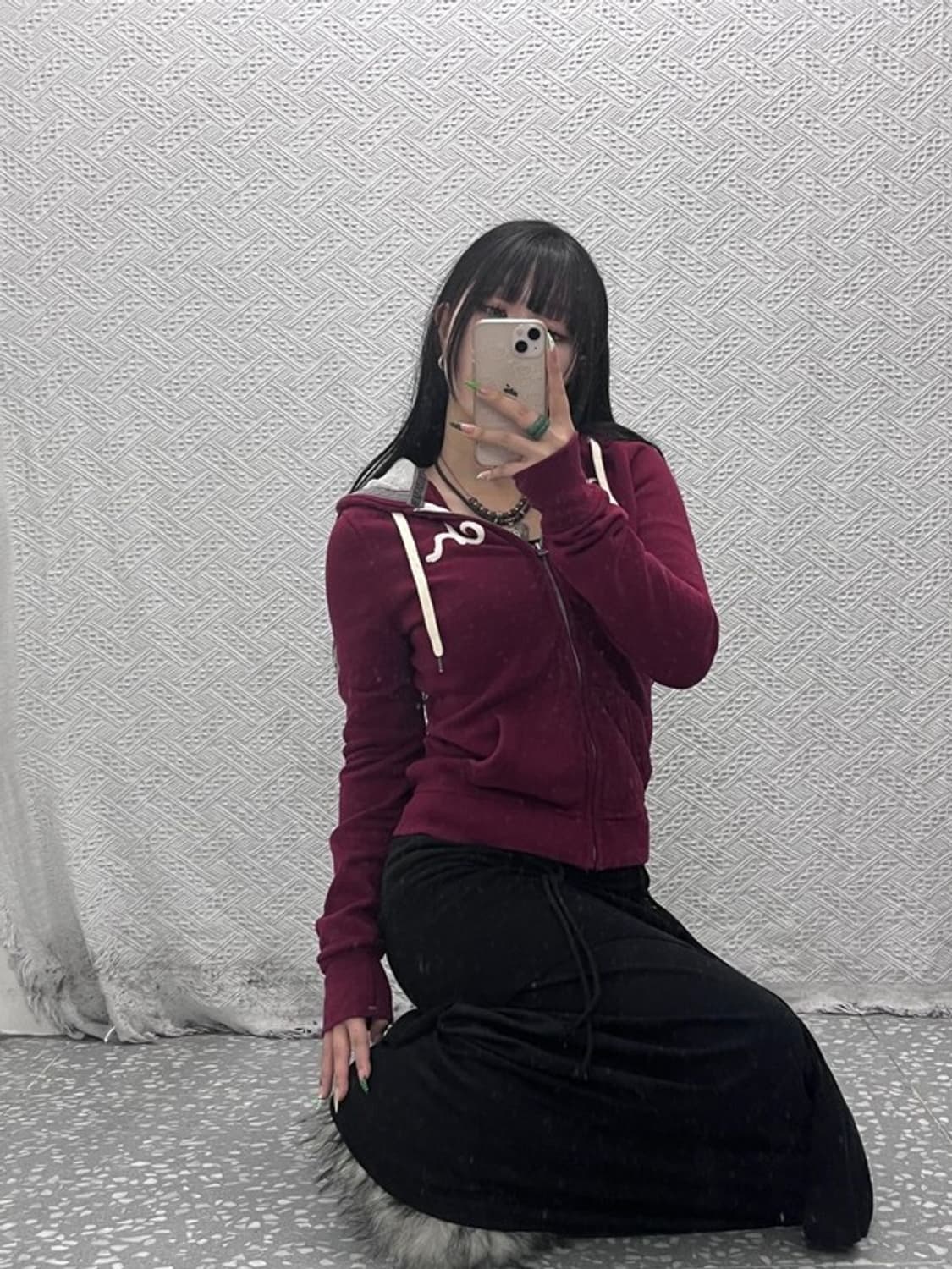 아베크롬비 레트로 00's 버건디와인 약기모 후드집업 M C09171 상품이미지2