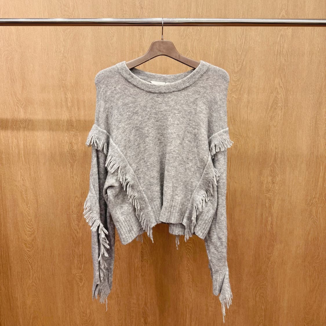 3.1 필립림 니트 크롭 스웨터 프린지 디테일 루즈핏 그레이 상품이미지2