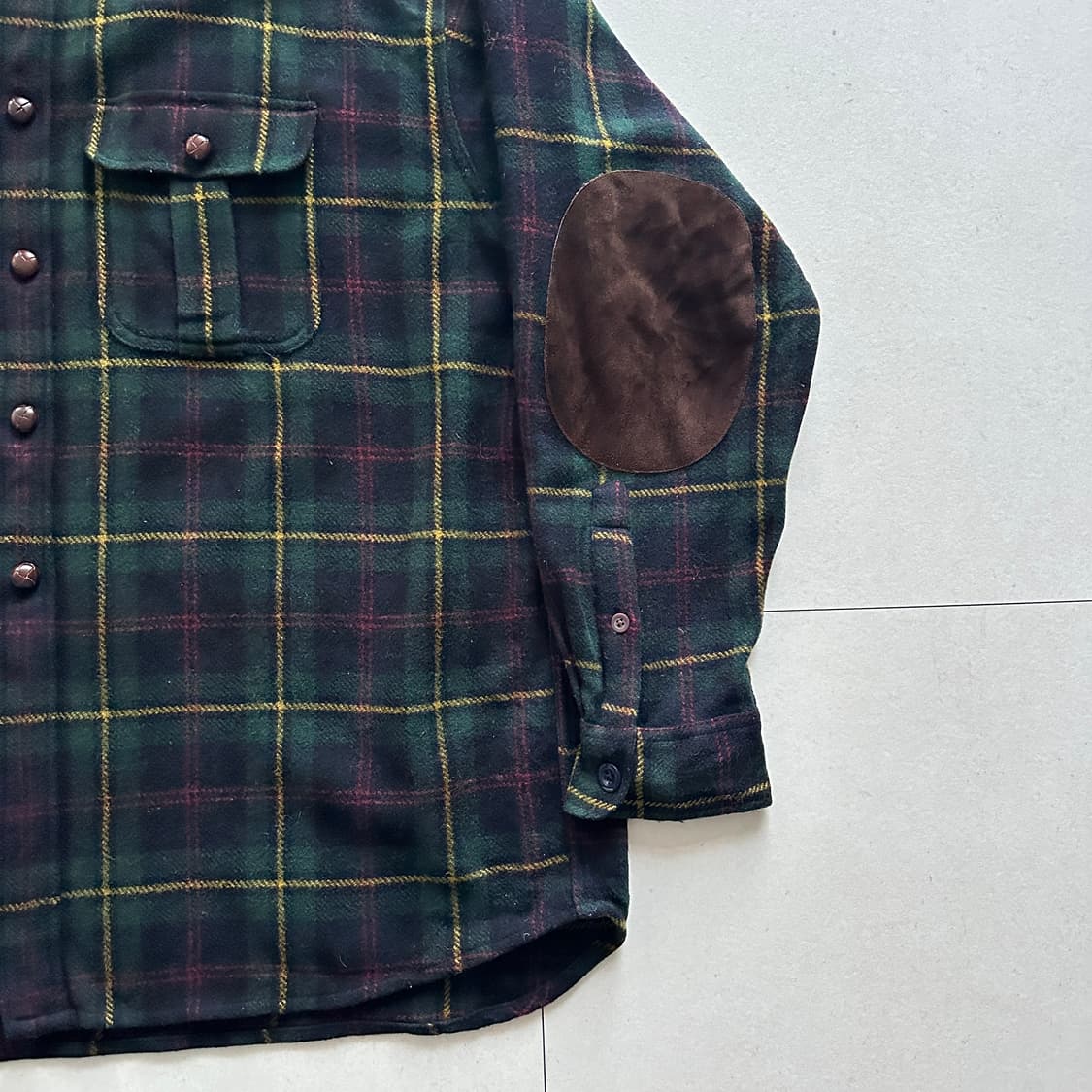 90s 바나나리퍼블릭 Cabinwear 울 블랙와치 체크 셔츠 상품이미지3