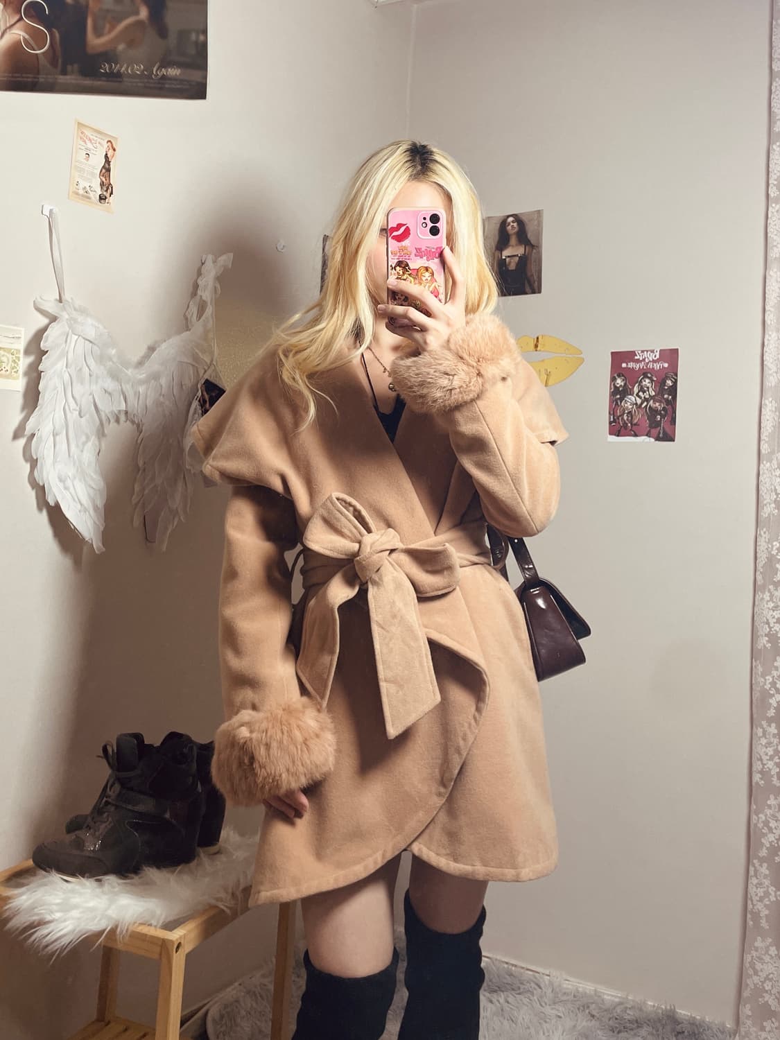 빈티지 래빗퍼 트리밍 코트 상품이미지1