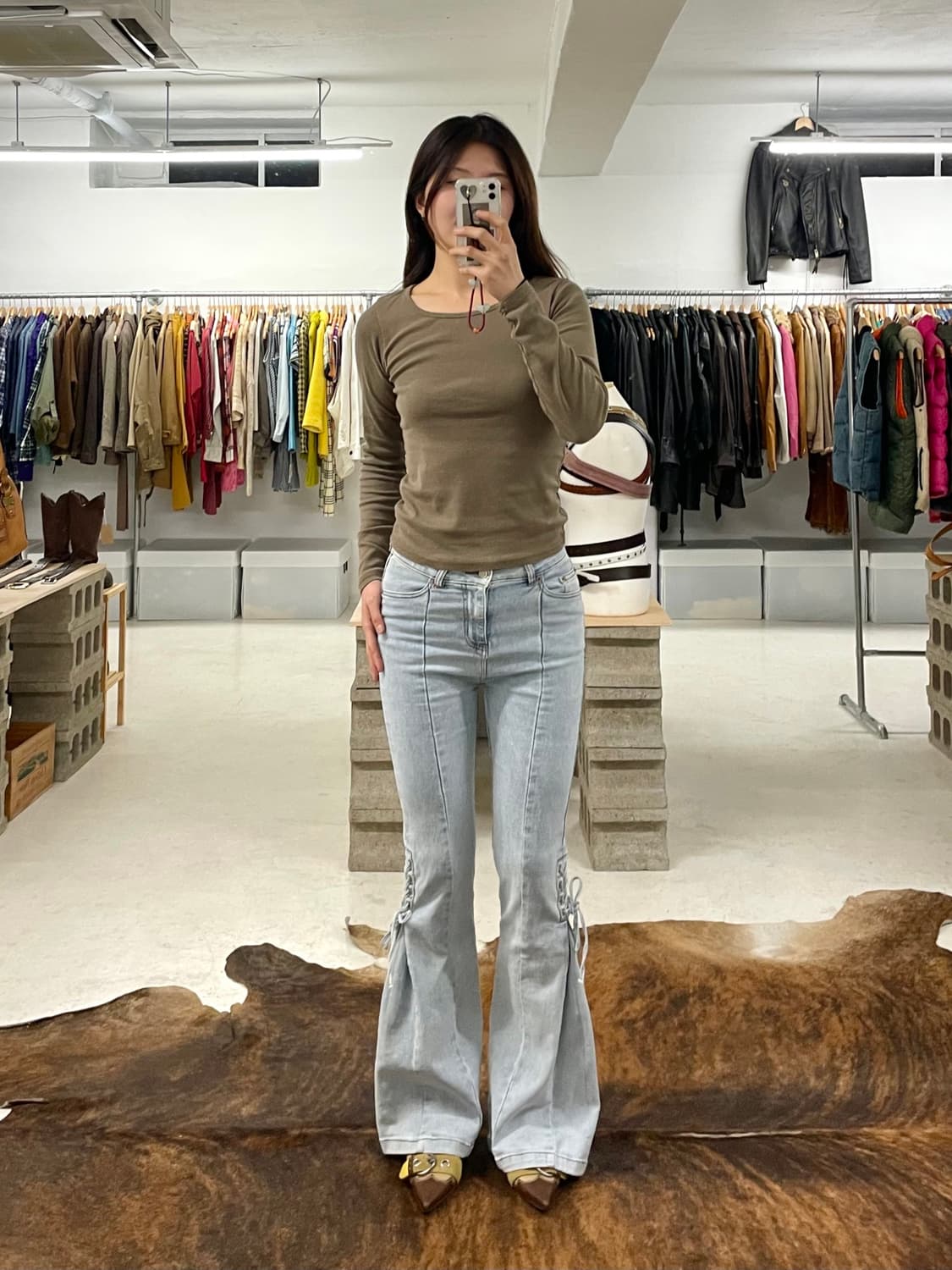 VTG race-up flare pants 레이스업 플레어 팬츠 상품이미지1