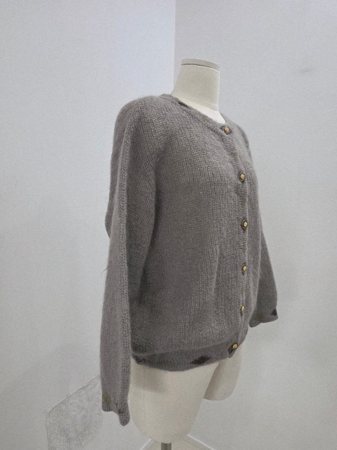 모헤어 카키그레이 헤어리 니트 가디건  상품이미지2