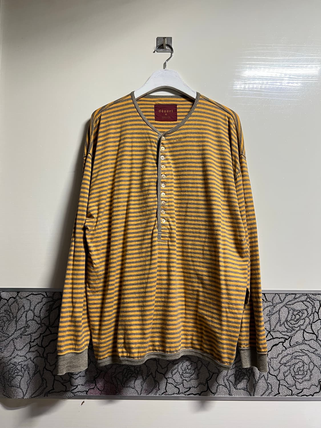 빈티지 90s Dezert 데저트 스트라이프 헨리넥 티셔츠 상품이미지1