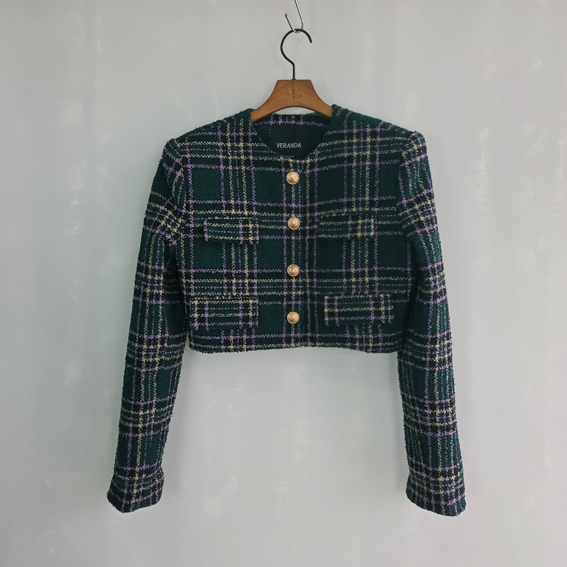 [VERANDA] 베란다 체크 트위드 크롭 자켓 여성 상품이미지1