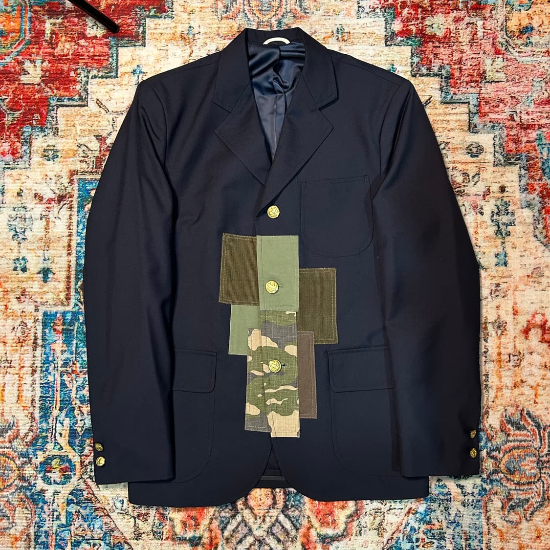 [M] 아스페시 A.BLUE 브룩스 브라더스 패치워크 금장 블레이저 상품이미지1