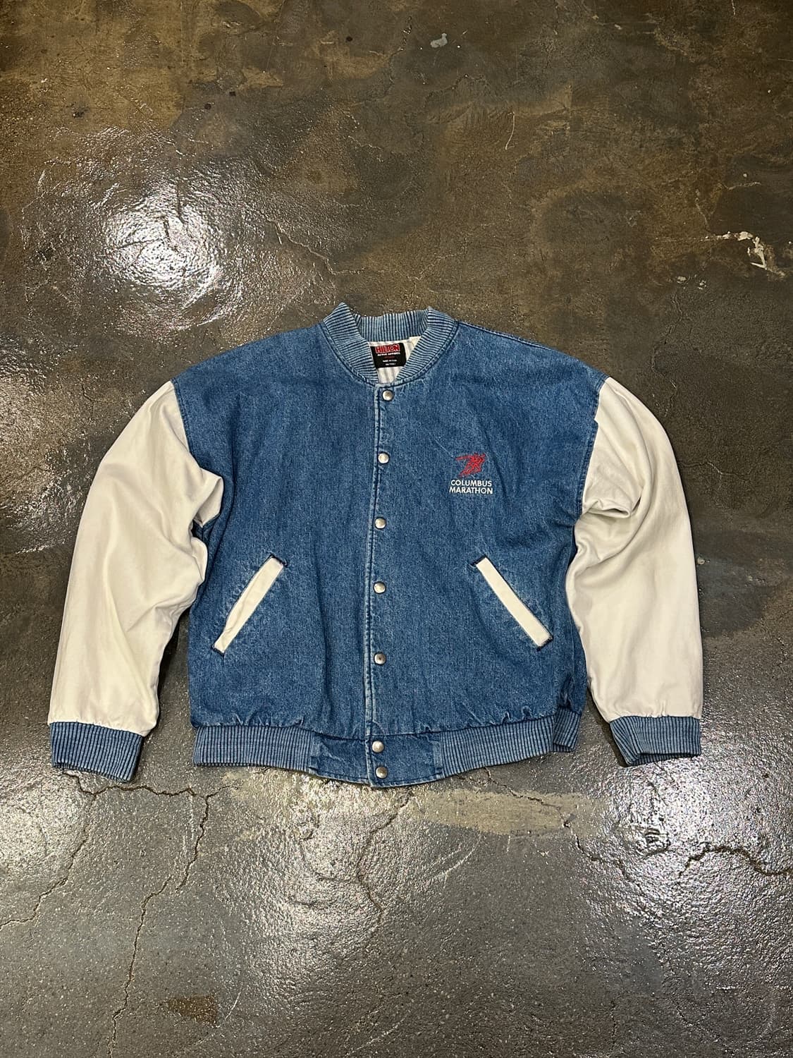 90s USA Hilton 데님 야구 점퍼 M 상품이미지1