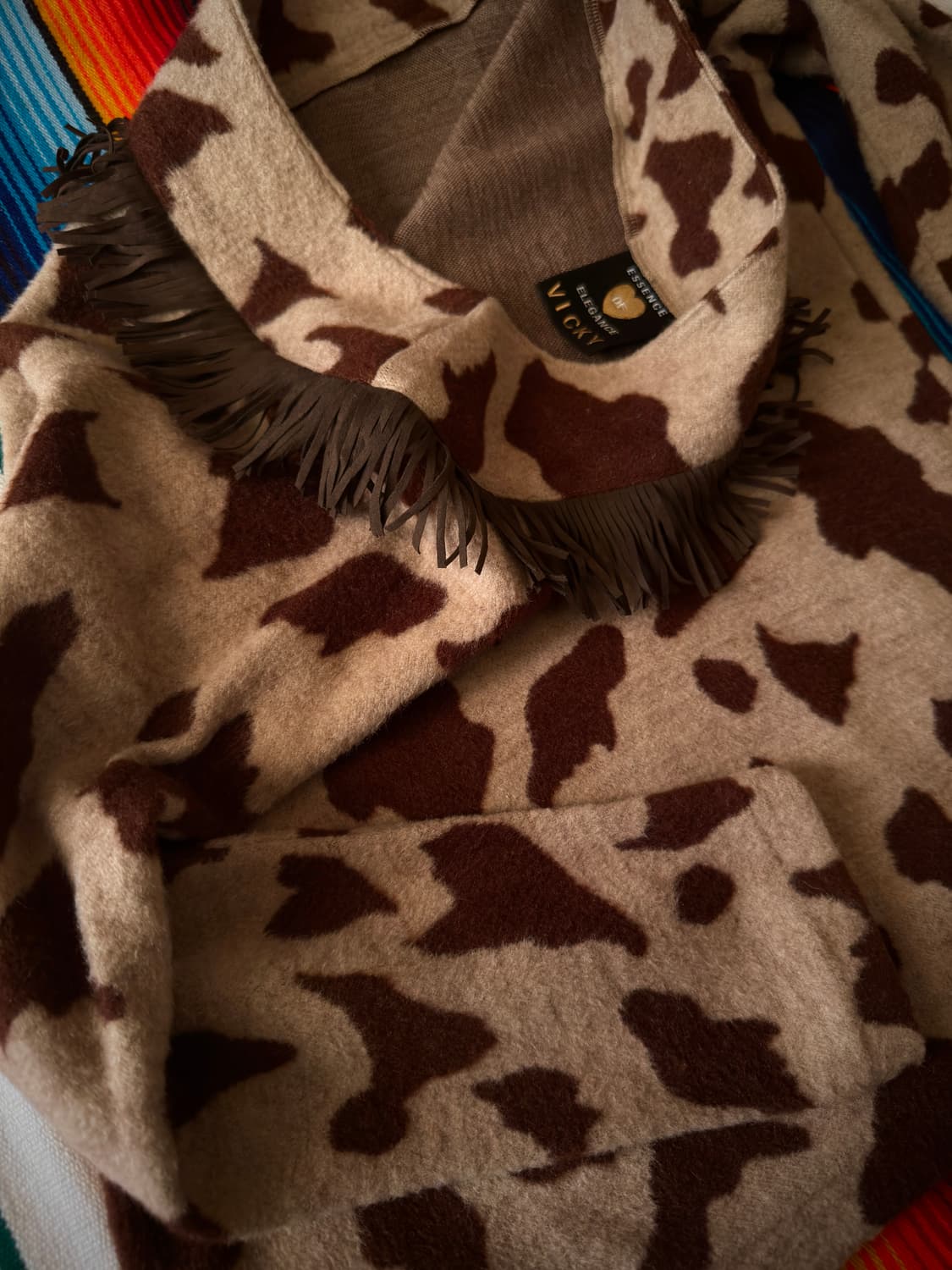 vtg Vicky cow print western fringe 롱슬리브 상품이미지3