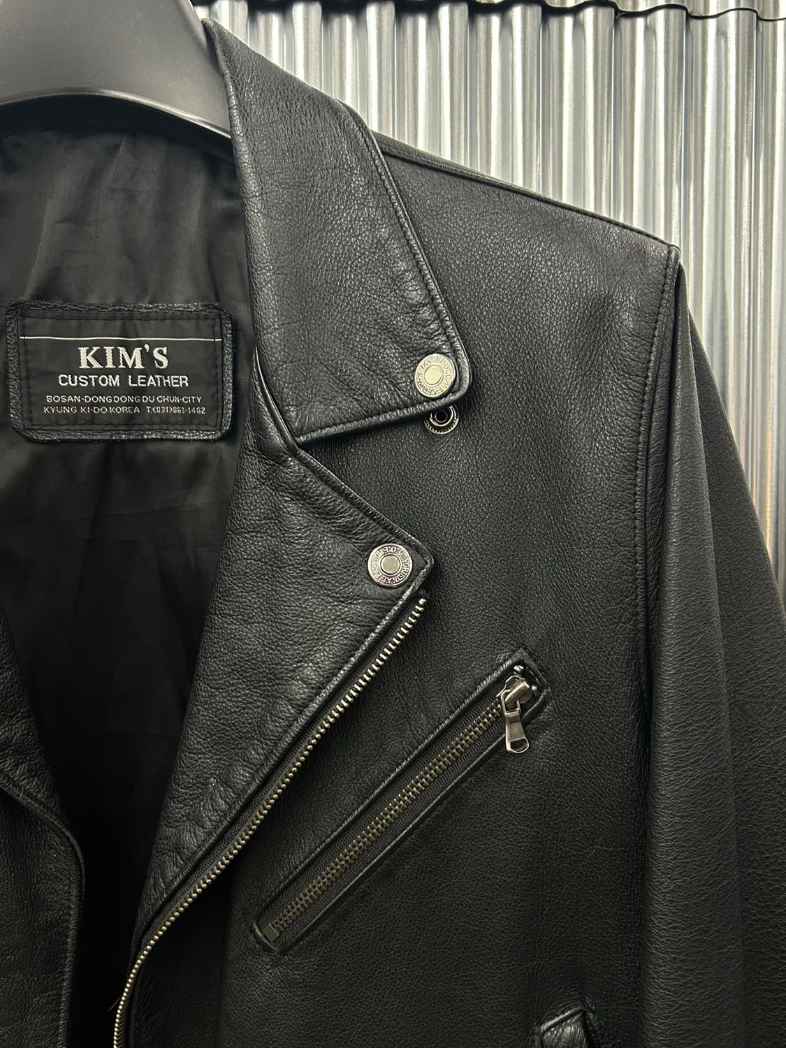 KIM'S 빈티지 블랙 레더 라이더 자켓 상품이미지4
