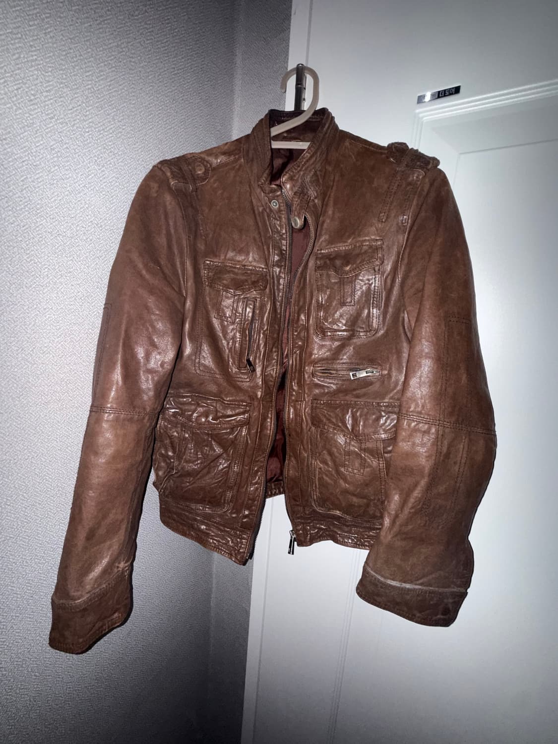 빈티지 브라운 레더 자켓 상품이미지1