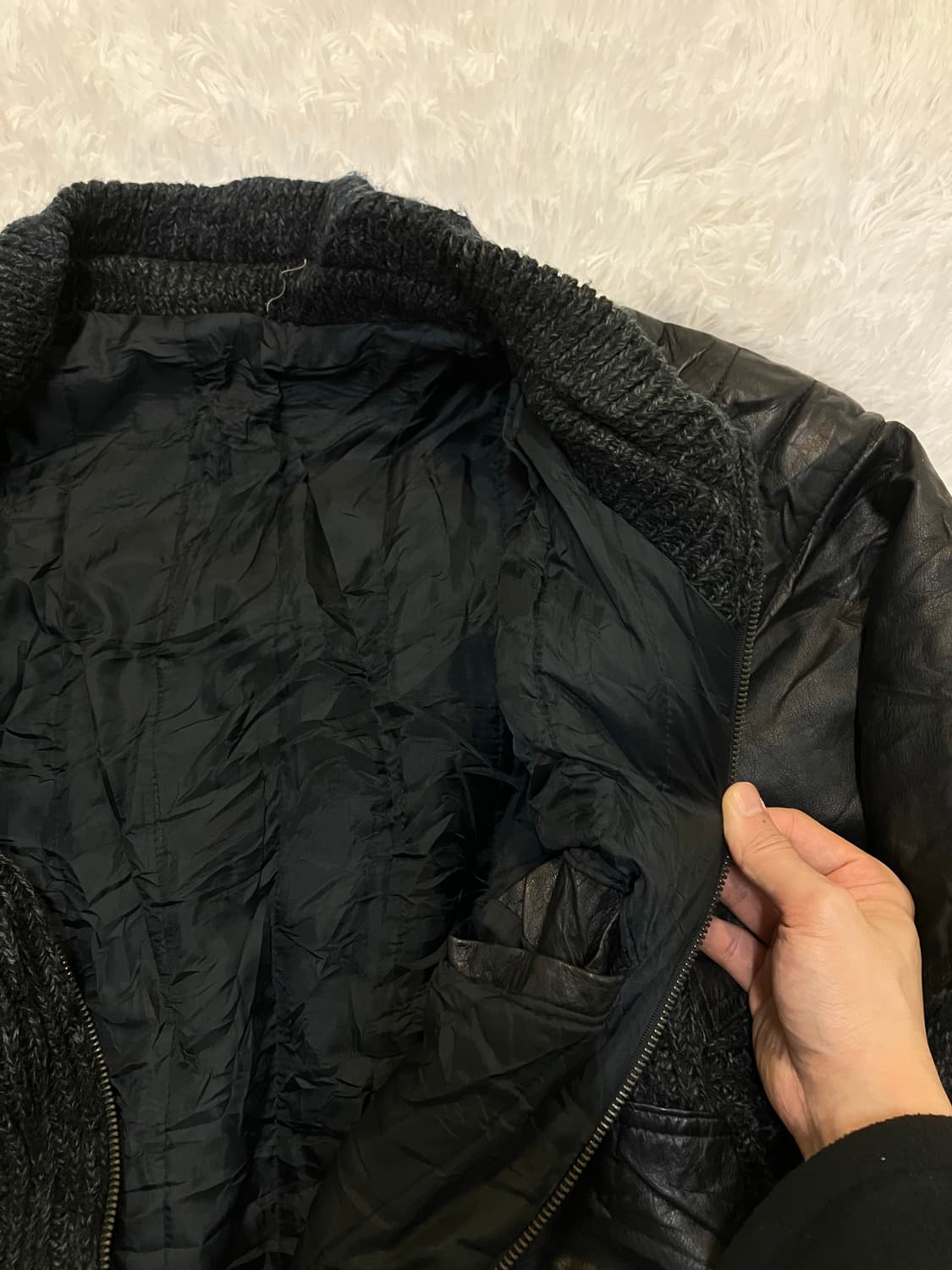 a블랙 레더패치 니트 점퍼612  상품이미지5