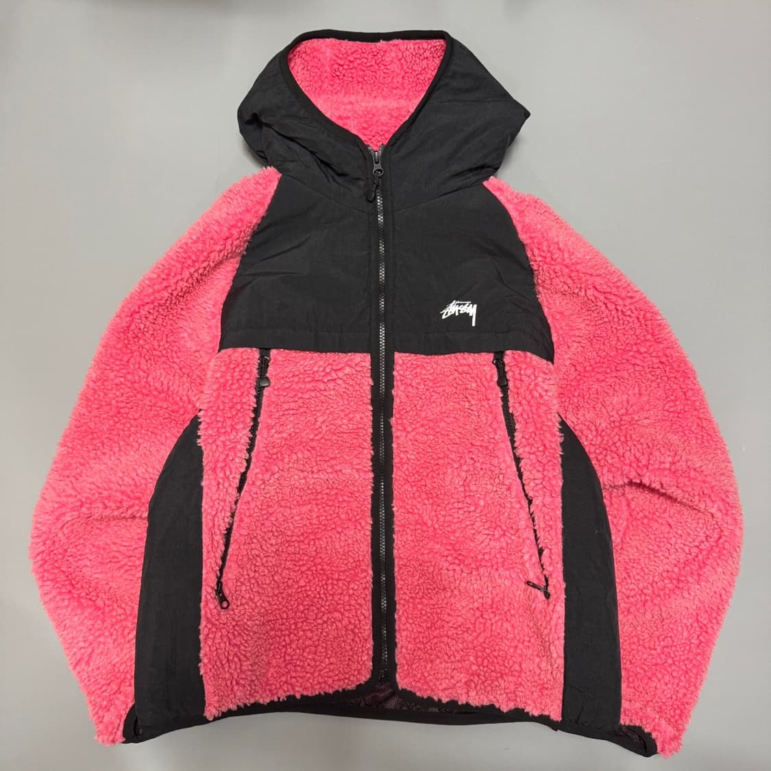 스투시(STUSSY) 핑크컬러 쉐르파 패널드 후드 자켓 상품이미지8