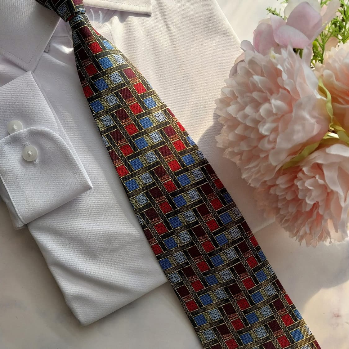 미쏘니 실크 지오메트릭 패턴 넥타이 9.5cm 새제품 K1533 상품이미지7