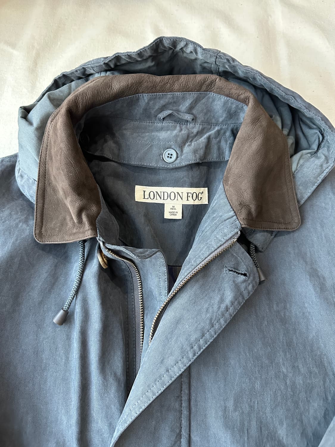 런던포그 후디드 카라 레더 자켓 M 상품이미지2