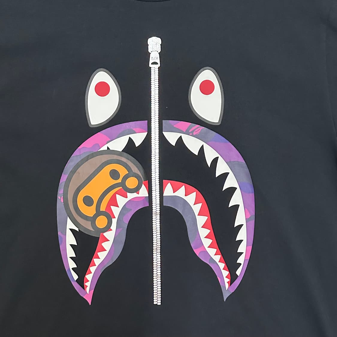 베이프 ABC 카모 마일로 샤크 티셔츠 블랙 L사이즈 라지 상품이미지2