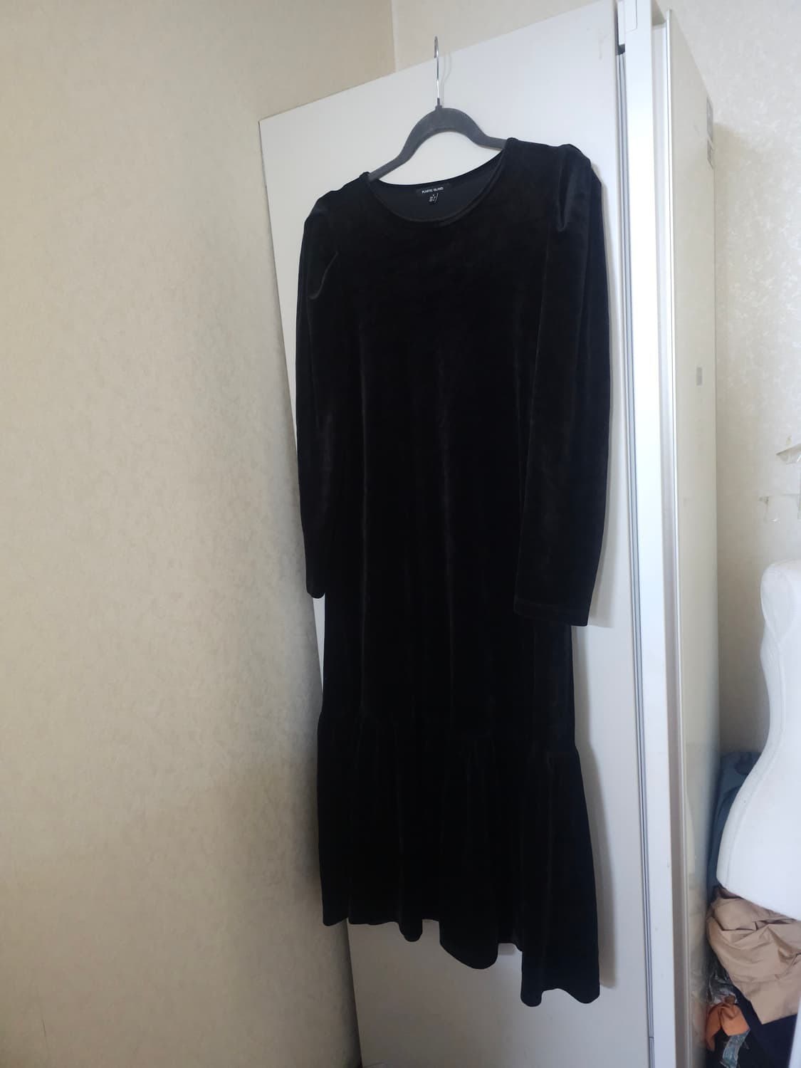 플라스틱아일랜드 블랙 벨벳 롱원피스 상품이미지1