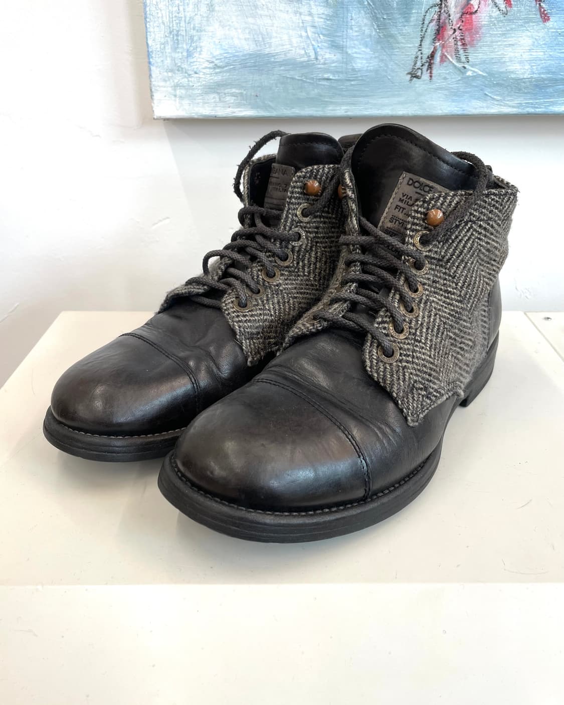 [250] 돌체앤가바나 헤링본 울 / 레더 부츠 상품이미지2
