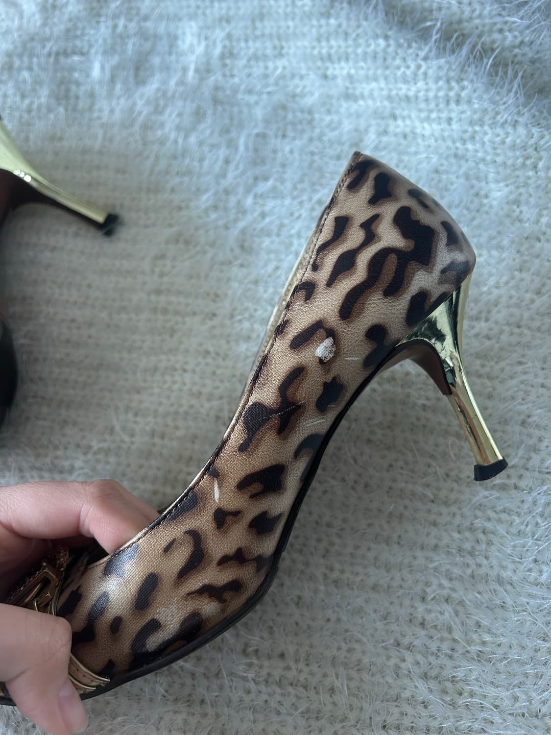 Y2k 갸루 큐빅 호피 힐 상품이미지3