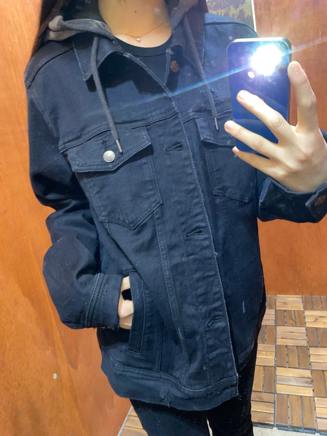 (L) Hollister 빈티지 블랙 데님 후드 자켓 상품이미지3