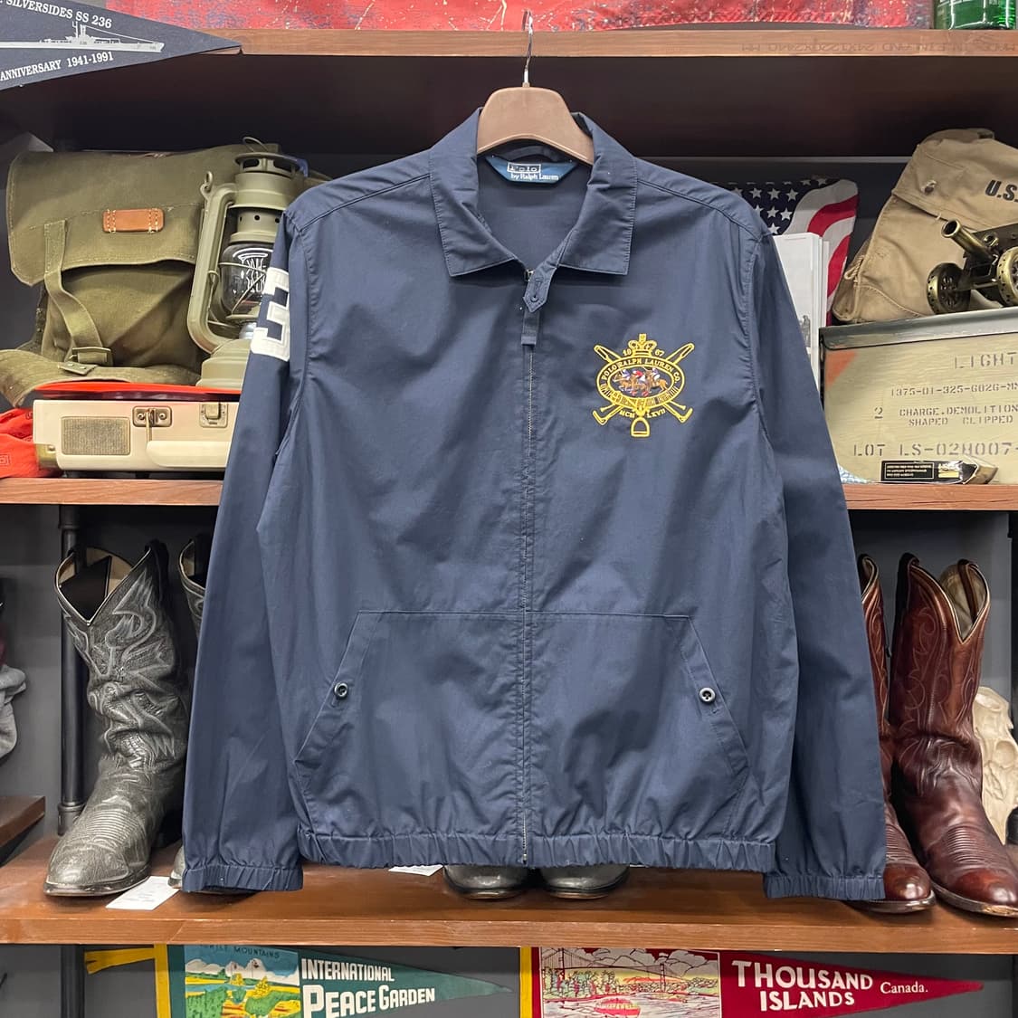 90s 폴로 랄프로렌 자수 로고 스윙탑 블루종 자켓 컨트리 상품이미지1