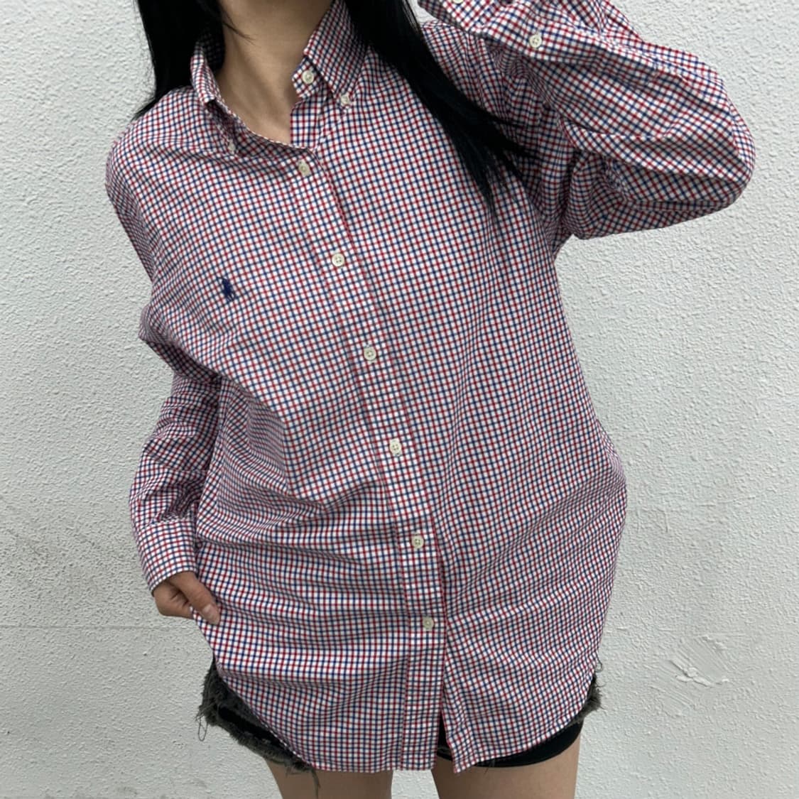 폴로 랄프로렌 블루포니 레드 고방체크 셔츠 M 상품이미지1