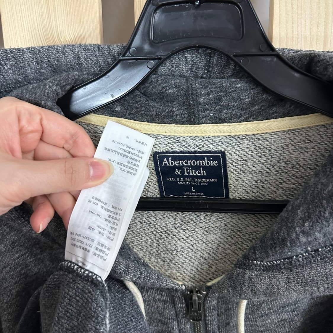 (L) 아베크롬비 그레이 후드집업 상품이미지5