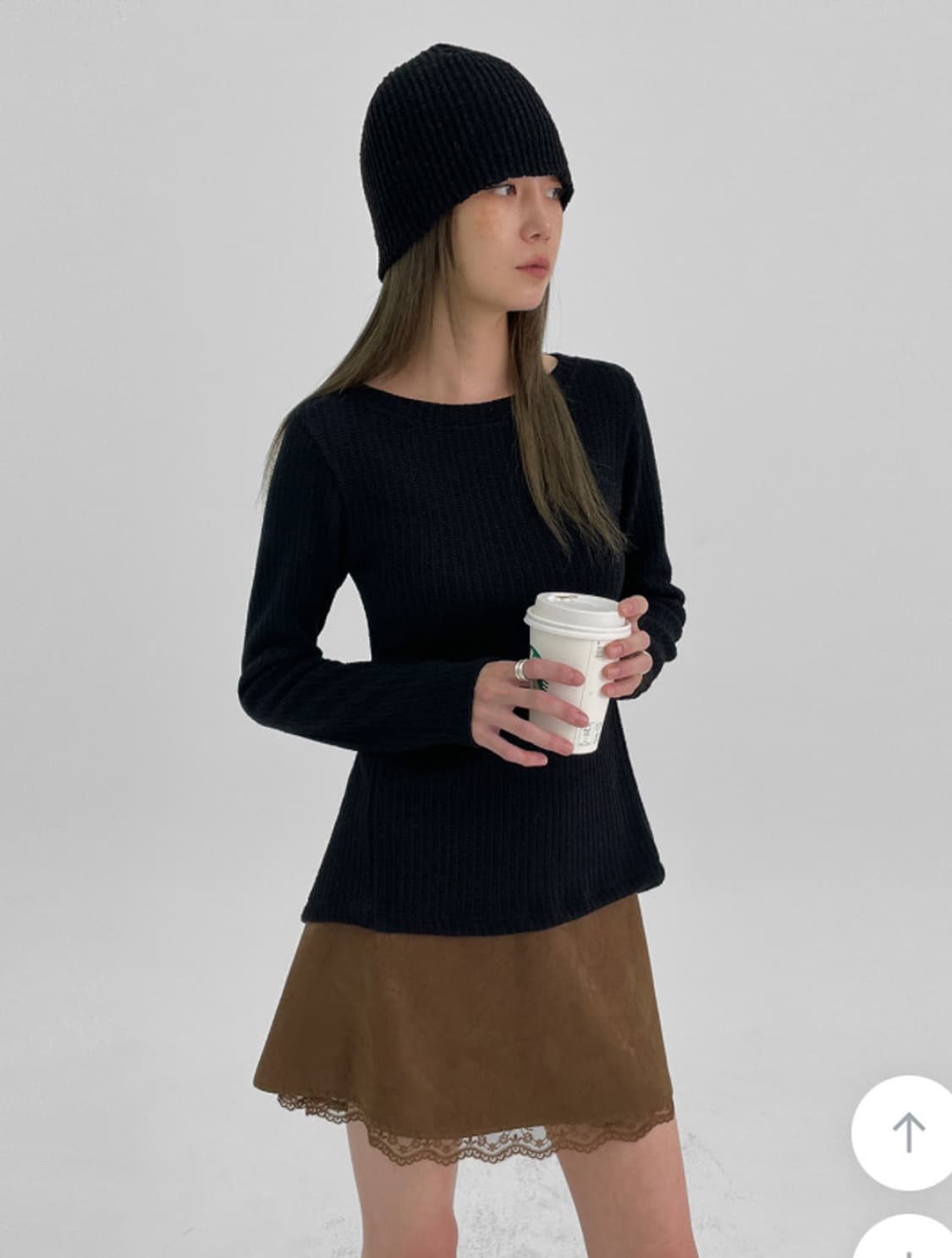 블랙업 MADE 샤리즈 레이스 미니스커트 브라운 상품이미지3