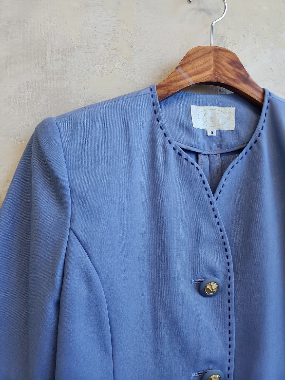 일본빈티지 라벤더 반팔 울 자켓 상품이미지2